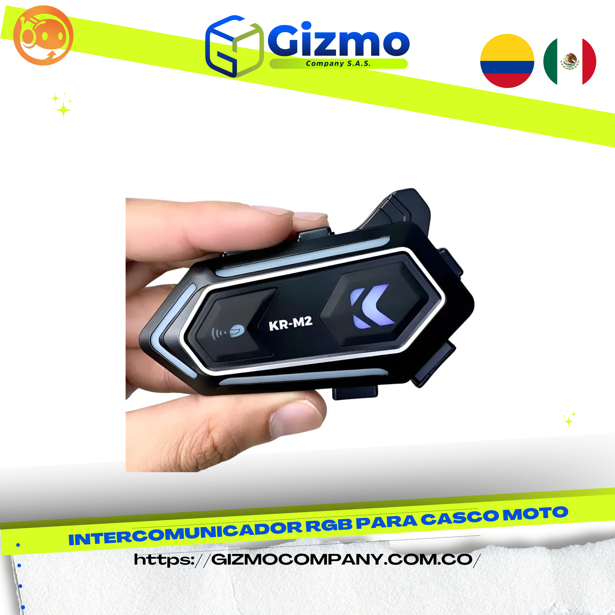 Intercomunicador Rgb Para Casco Moto
